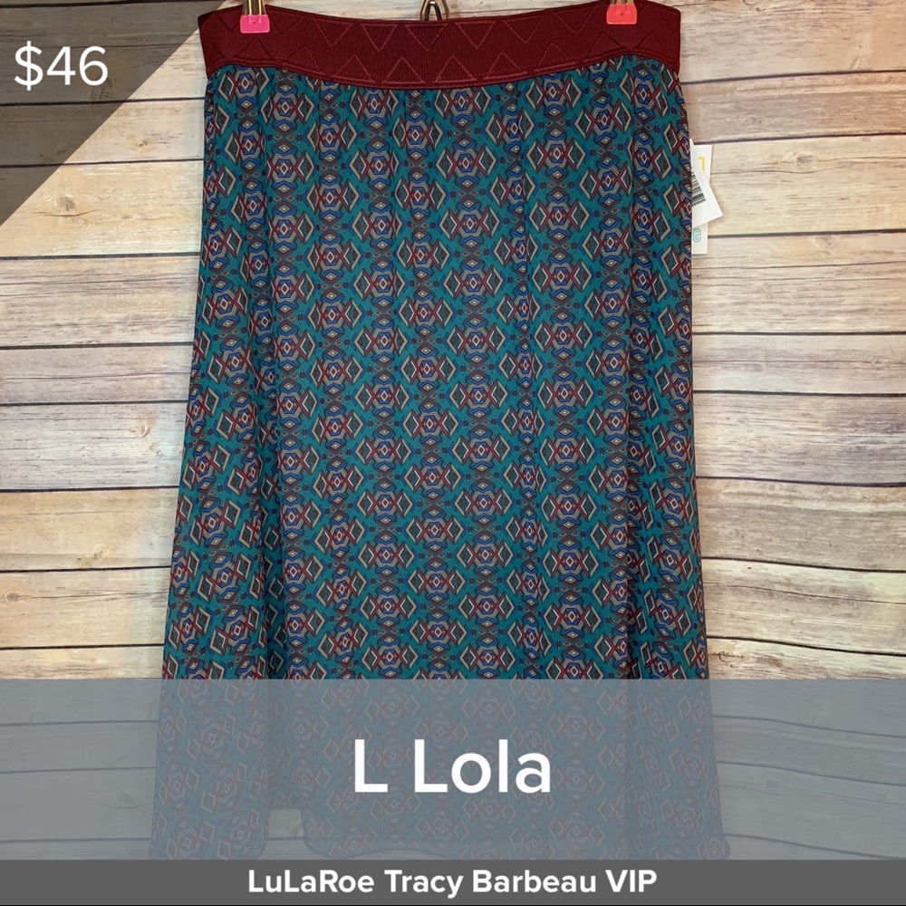 LuLaRoe Women's Skirt in Teal and Burgundy